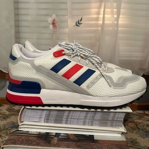 NEW Adidas ZX-750-HD in red/white/blue. Size 9.5 men’s US.